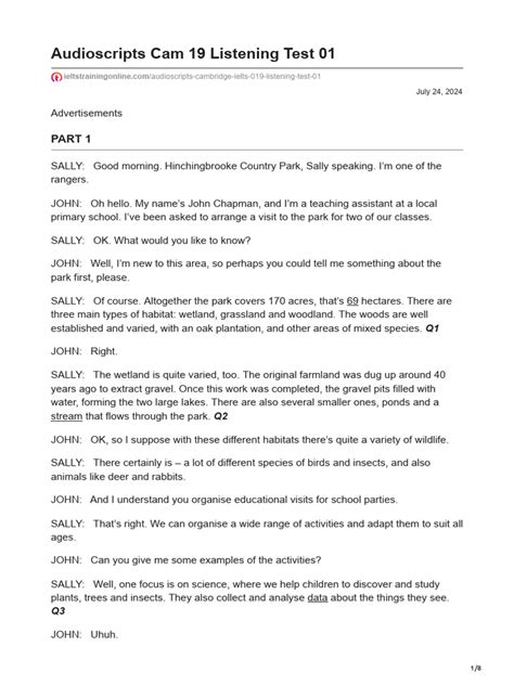 incident report listening transcript|Audioscripts Cam 12 Listening Test 01 .